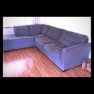 Navy Blue Living Room Sectional. Couch L-shaped.